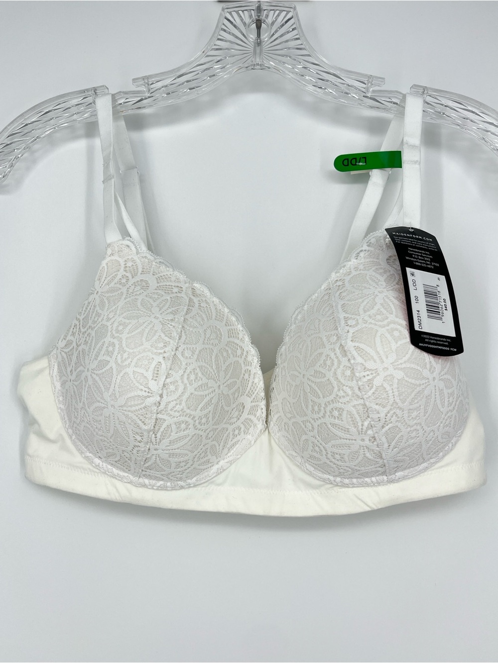 Share Maidenform NEW Wireless Flex to You Bra Large DD Foam Lace Cups White